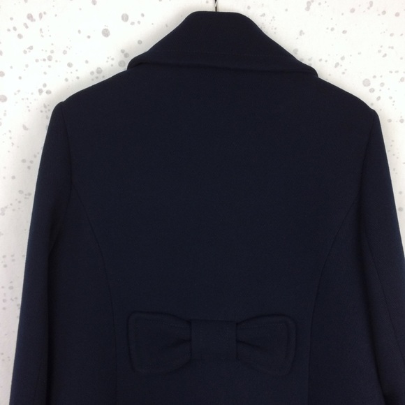 Kate Spade Bow-Back Double Breasted Peacoat Wool Blend Deep Navy L - Picture 6 of 12